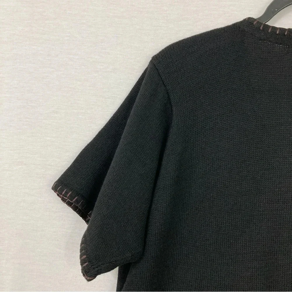 Vintage Arriviste Safari Embroidered Button Short‎ Sleeve Cardigan Large